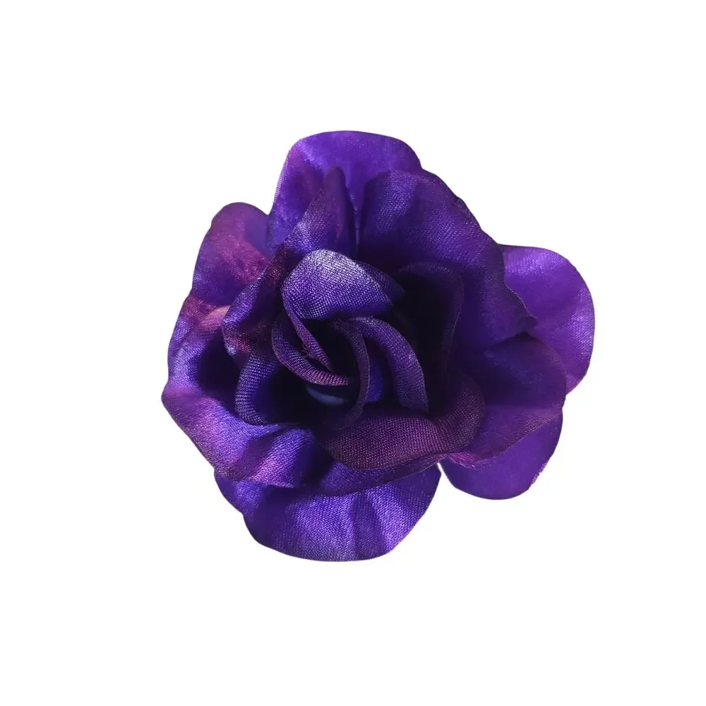 50 Purple Satin Rose Heads Stemless Wedding Floral Craft DIY Wreath 2.5in